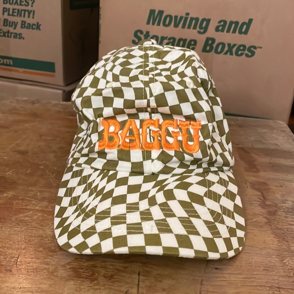 Baggu Zabars style moss trippy checkered hat
